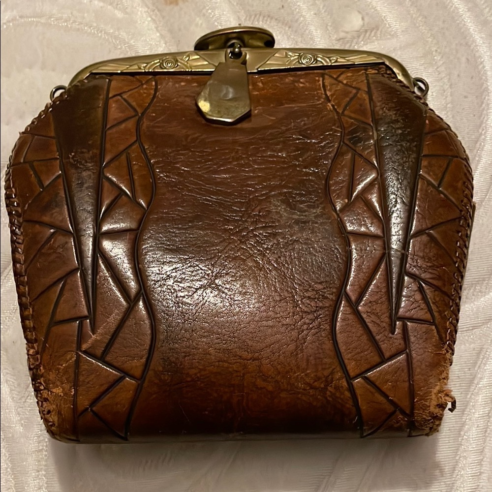 Vintage Brown Leather Clutch